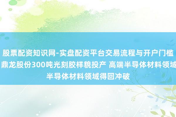 股票配资知识网-实盘配资平台交易流程与开户门槛全面解析 鼎龙股份300吨光刻胶样貌投产 高端半导体材料领域得回冲破